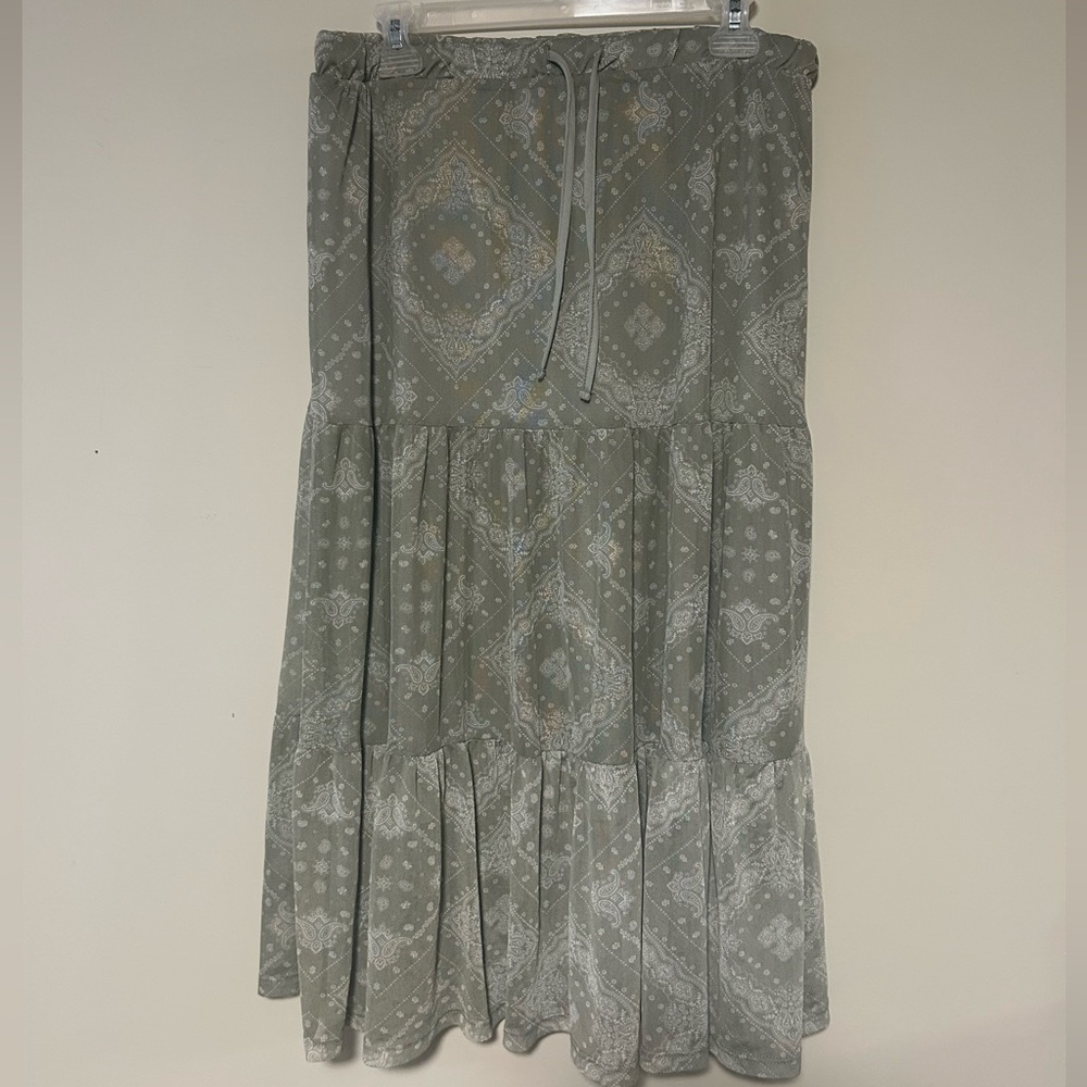 Ardene Gray-ish Green Patterned Maxi Skirt